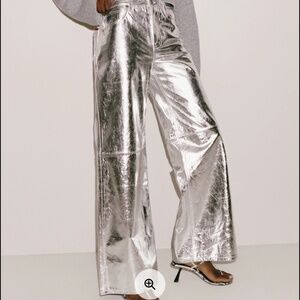 Reformation Wide Leg Silver Pant